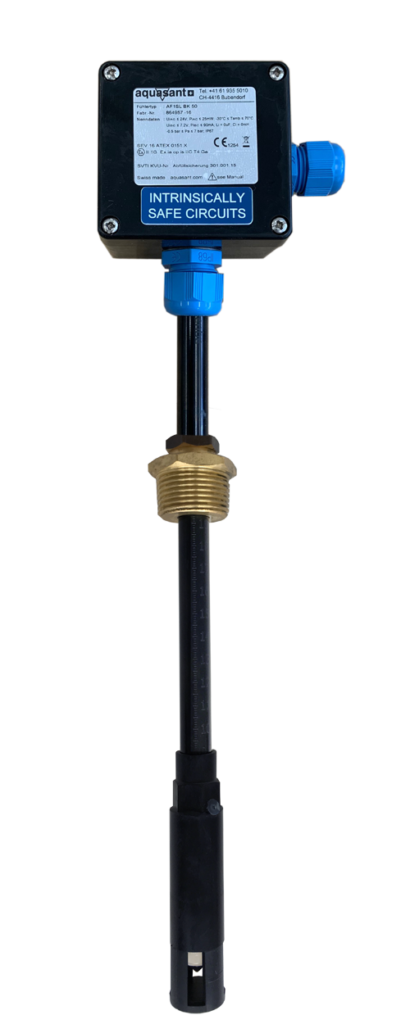 Aquasant Spezial-, Überfüllsicherung Flüssigkeitsfühler Typ: AF1SL BK werden in Domschächten, Rinnen und Wannen zur Leckageüberwachung eingesetzt.