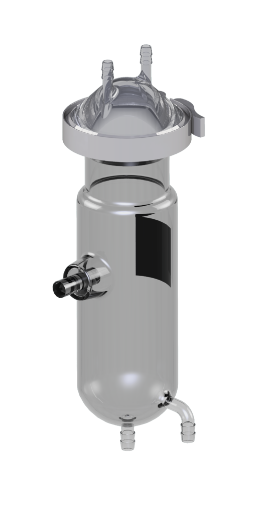 Glasgefässe Typ: GF26F mit Flansch als Vorlagegefässe bei der Sterilabfüllung