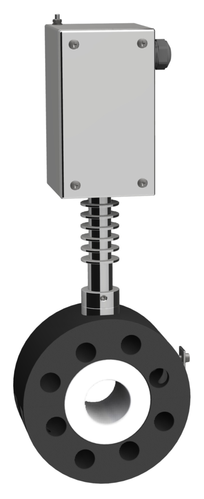 Aquasant Trennschicht batch Abtrennung Rohrsonde in voll PTFE Sensor Typ: TSS80 DN SF T K Av MTI mit Aufgebauter Impedanz Messelektronik MTI zur Trennschichtdetektion