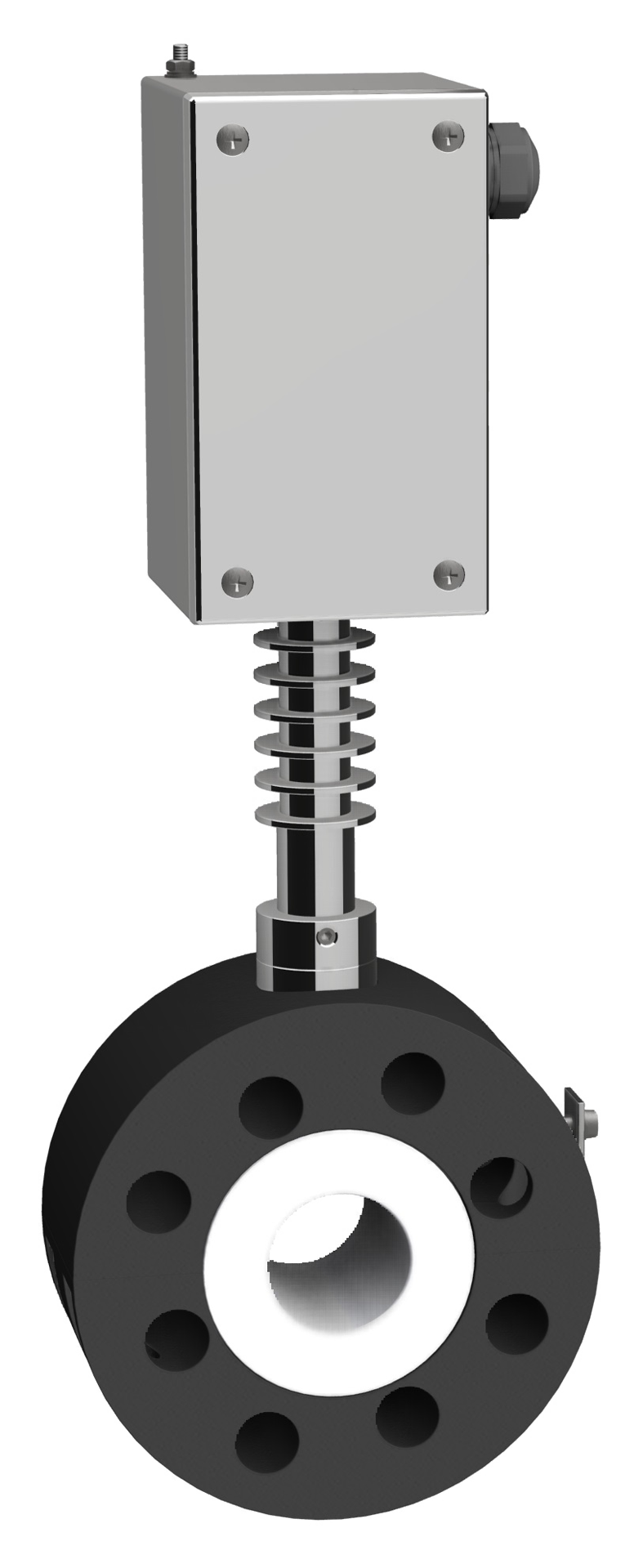 Aquasant Trennschicht batch Abtrennung Rohrsonde in voll PTFE Sensor Typ: TSS80 DN SF T K Av MTI mit Aufgebauter Impedanz Messelektronik MTI zur Trennschichtdetektion