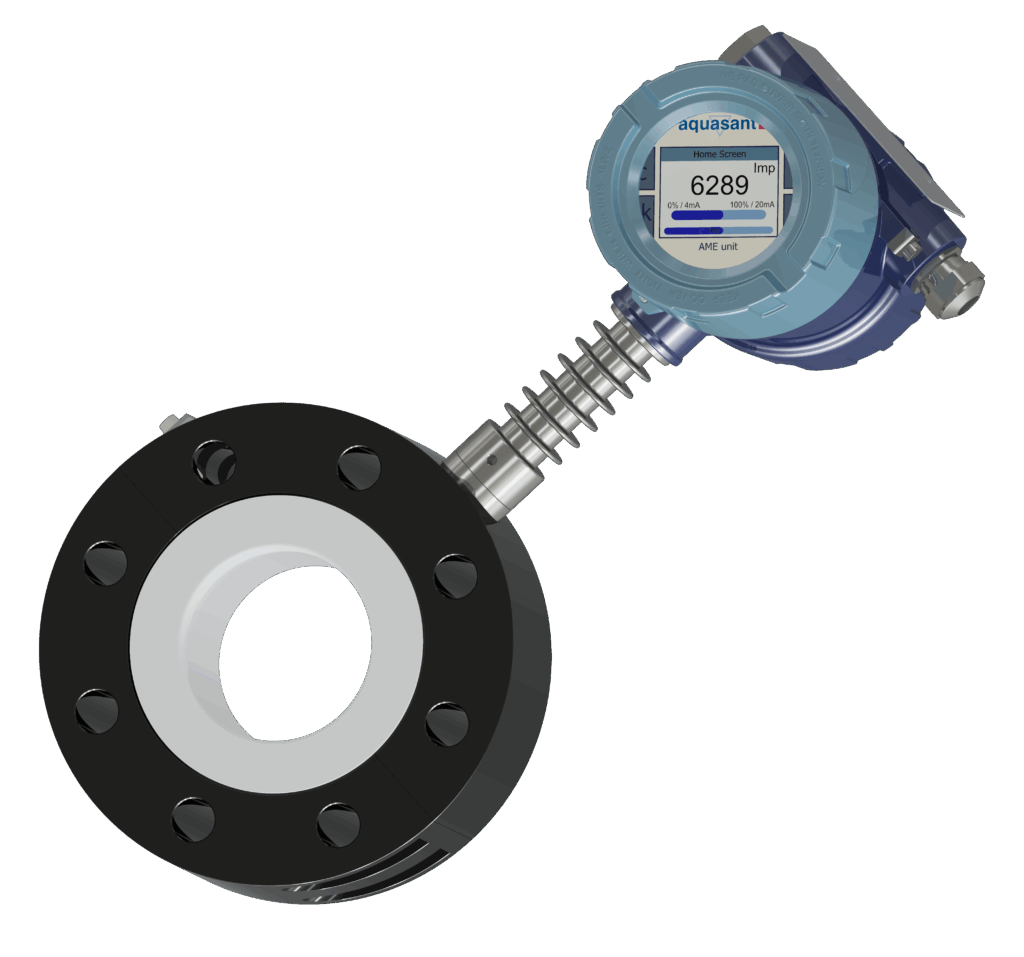 Aquasant Trennschicht batch Abtrennung NEUE Rohrsonde in voll PTFE Sensor Typ: UNiQ-T804-DN50-SF-T6-AMEI-Gd mit Aufgebauter Impedanz Feldgerät AMEI zur Trennschichtdetektion