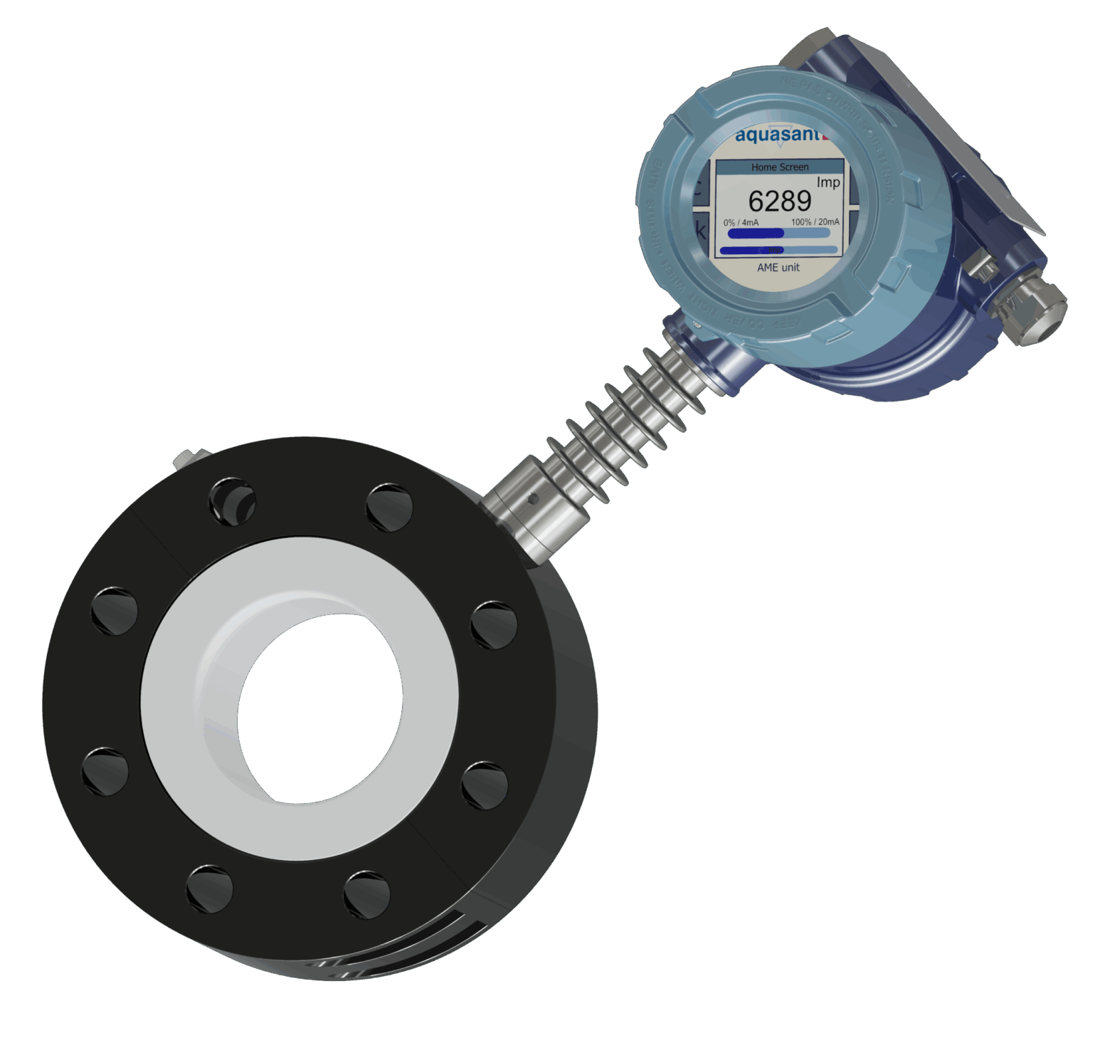 Aquasant Trennschicht batch Abtrennung NEUE Rohrsonde in voll PTFE Sensor Typ: UNiQ-T804-DN80-SF-T6-AMEI-Gd mit Aufgebauter Impedanz Feldgerät AMEI zur Trennschichtdetektion