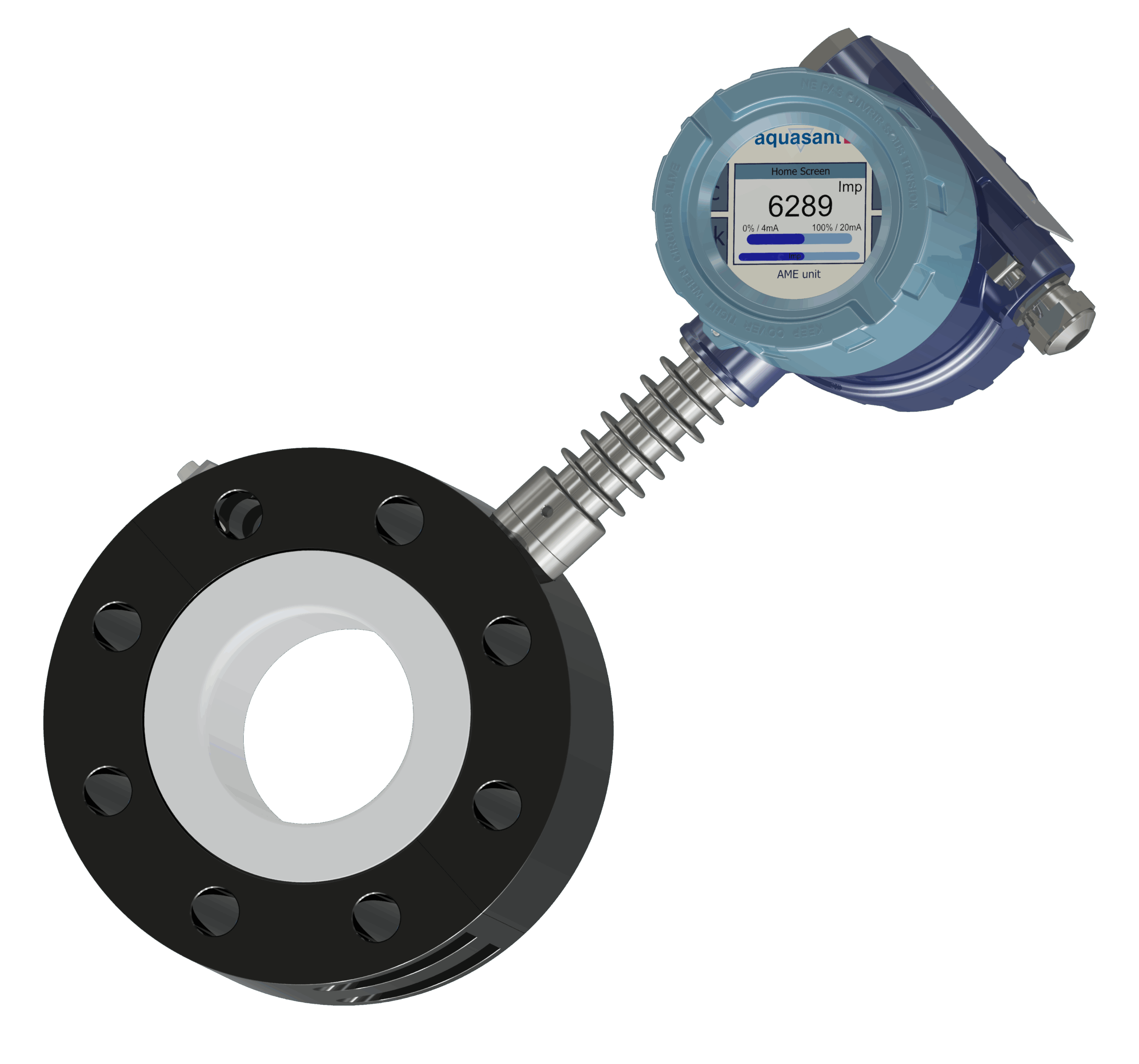 Aquasant Trennschicht batch Abtrennung NEUE Rohrsonde in voll PTFE Sensor Typ: UNiQ-T804-DN50-SF-T6-AMEI-Gd mit Aufgebauter Impedanz Feldgerät AMEI zur Trennschichtdetektion