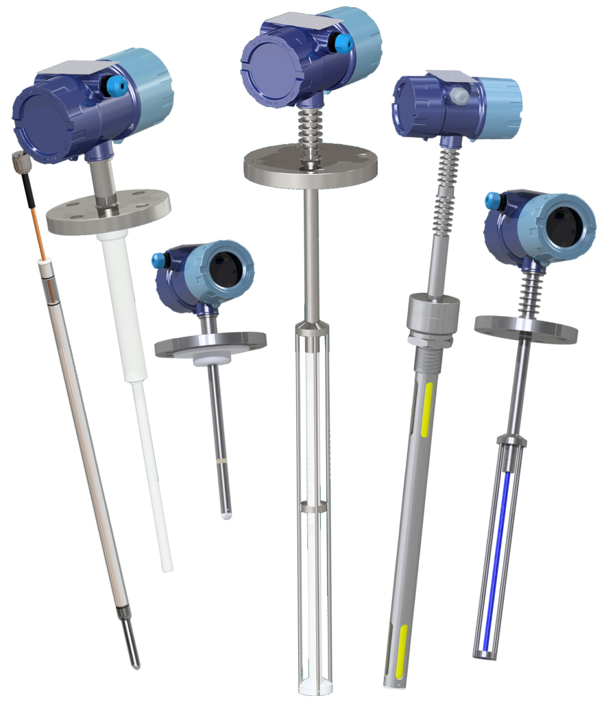 Verschiedene Aquasant Trennschicht-Stabsonden für die kontinuierlichen Phasentrennung zur Prozessautomatisierung mit der Impedanzmessung, chemische Prozessmesstechnik